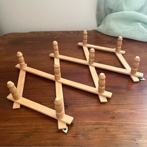 Vintage Wood Accordion Peg Rack 10 Pegs Expandable Natural Finish Cottage Retro